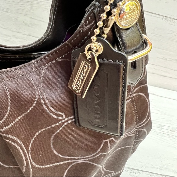 COACH Signature Maggie Mia Hobo Bag Black Sateen H1073-16153 Retired Style - Picture 10 of 14